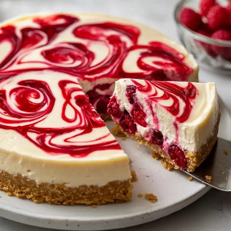 No Bake White Chocolate Raspberry Cheesecake - featured image