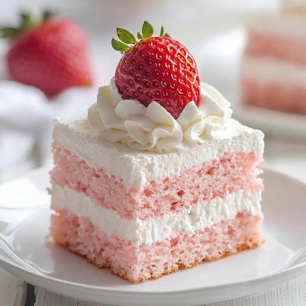 3 Ingredient No Bake Strawberry Cloud Cake - step by step