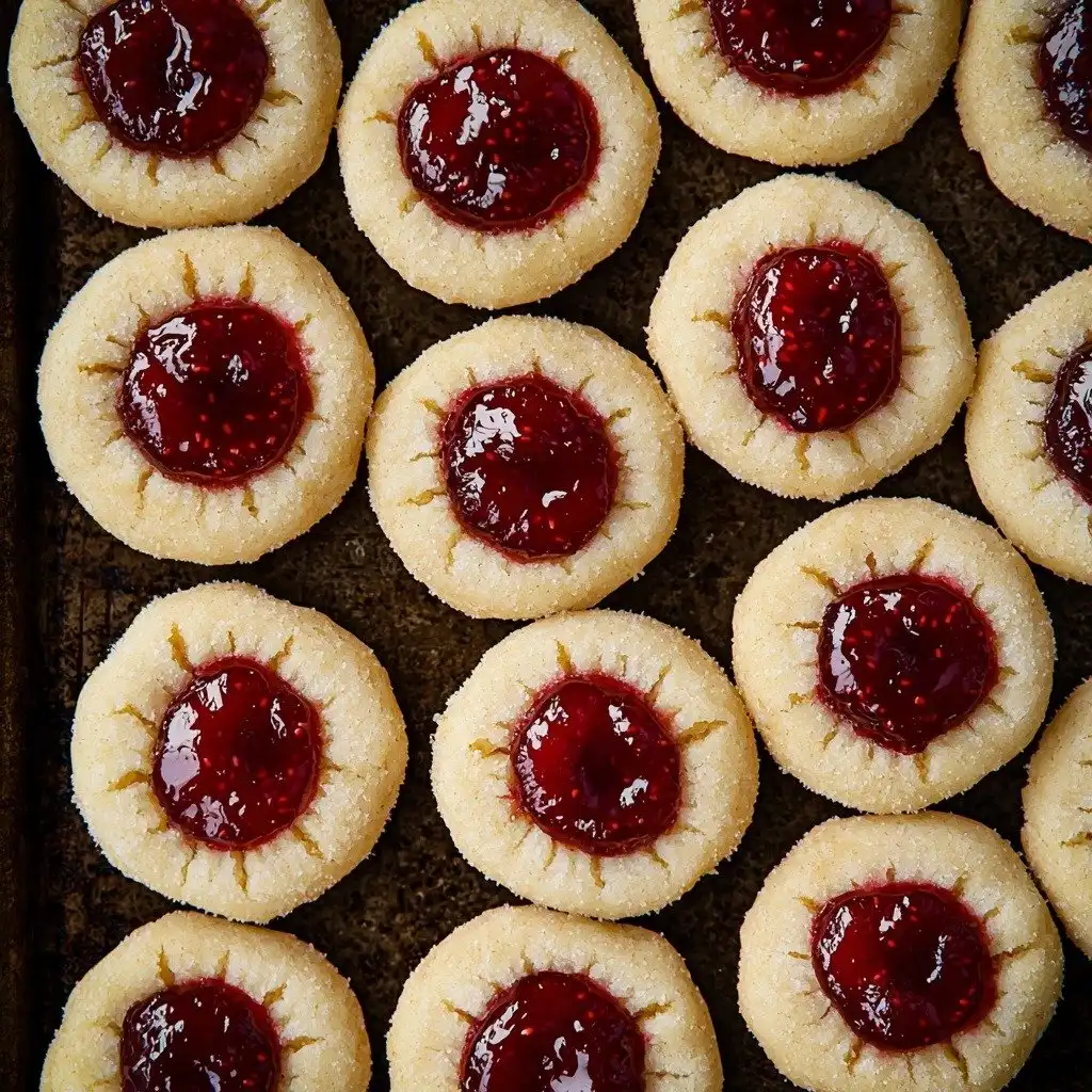 Thumbprint Cookies {Raspberry Almond Shortbread} - finished dish