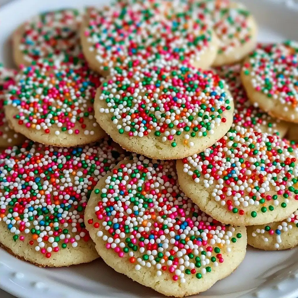 Soft Batch Christmas Sprinkle Cookies - finished dish