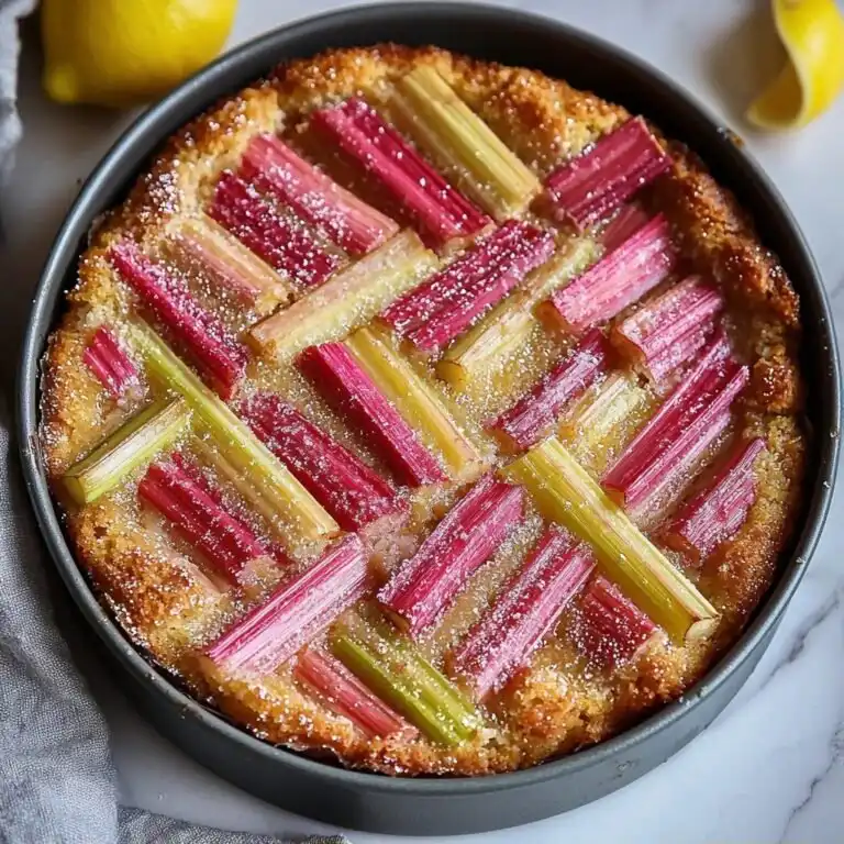 Creamy Rhubarb Custard Cake - featured image