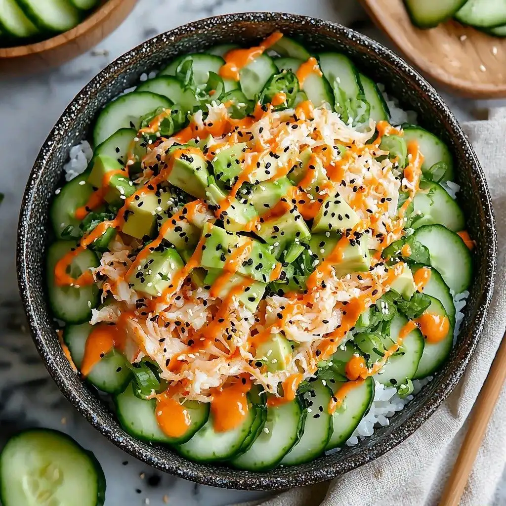 Delicious California Roll Cucumber Salad - step by step