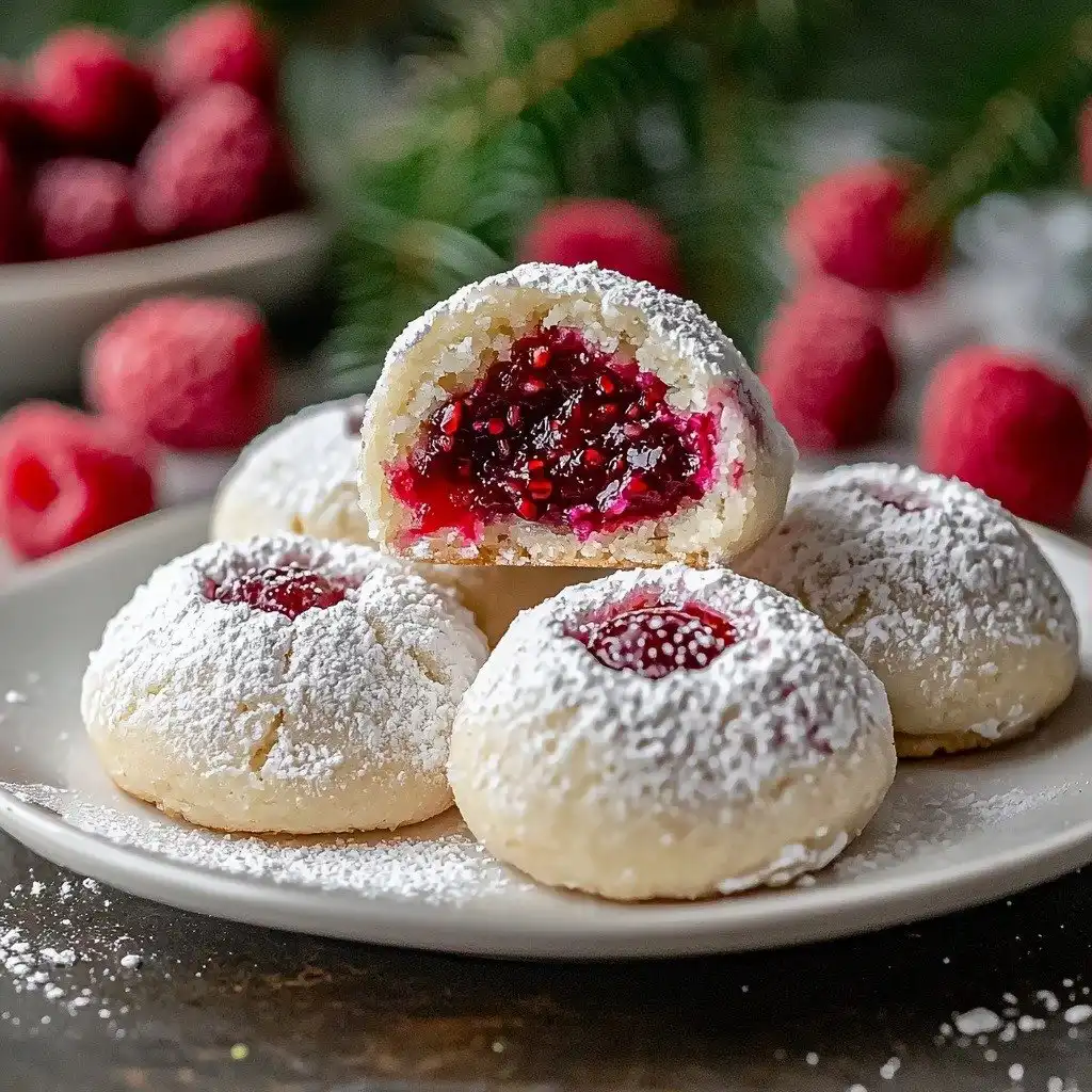 Raspberry Almond Snowball Cookies Delightful Easy Recipe - step by step