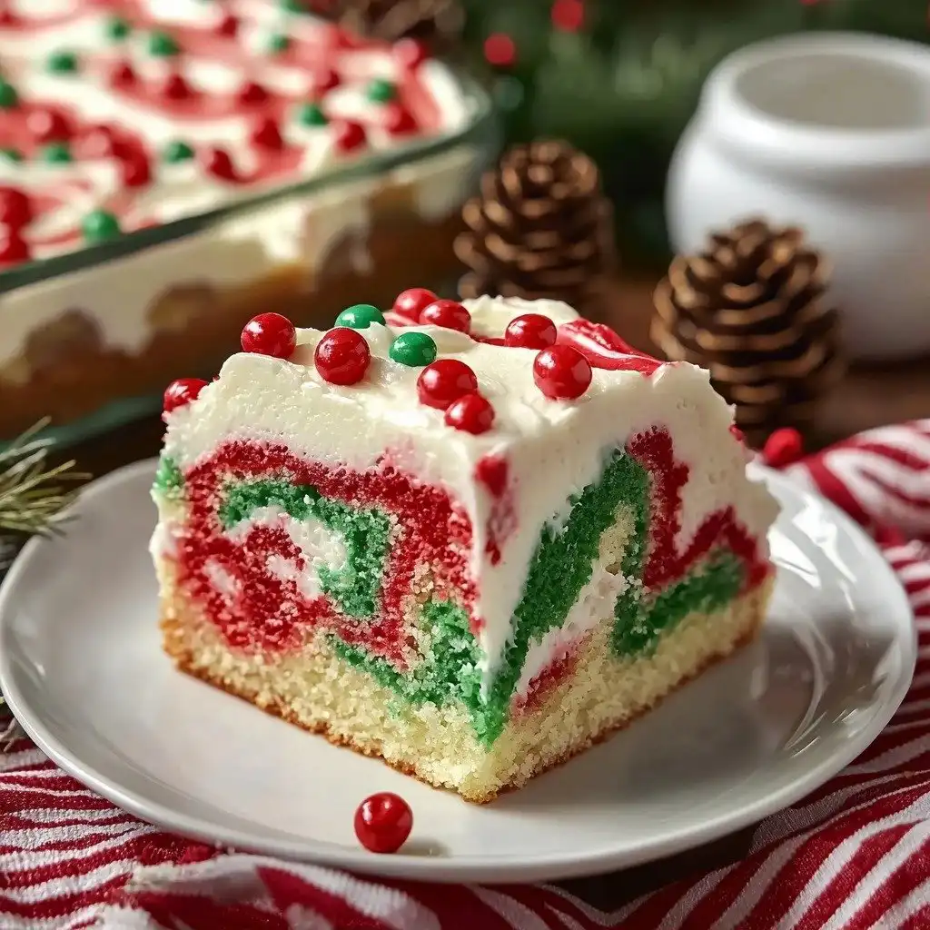 Christmas Jello Poke Cake - step by step