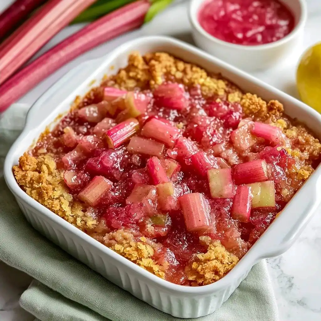 Homemade Rhubarb Shortbread Bars - finished dish